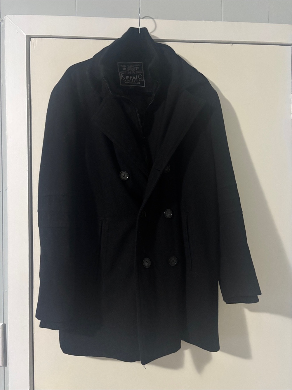 Buffalo David Bitton Black Double-Breasted Pea Coat